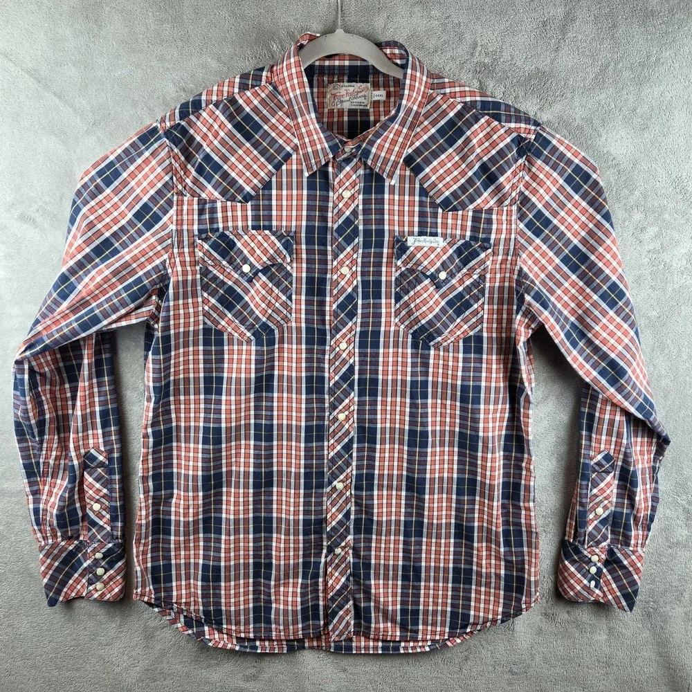True Religion Pearl Snap Plaid Shirt Mens 3XL Western Cowboy Long Sleeve